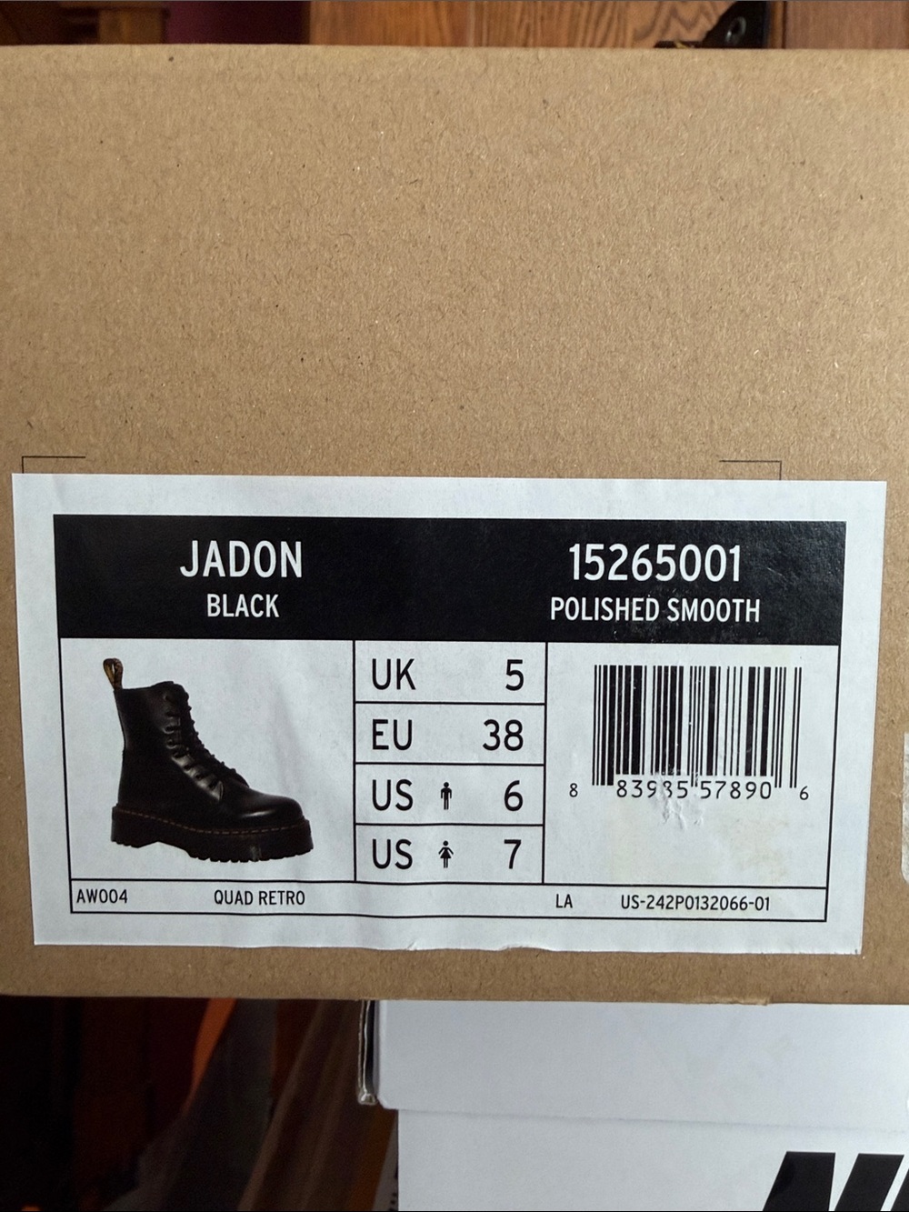 Dr. Martens Jadon Black Lace-Up Platform Boot with Yellow Welt Stitching - Picture 2 of 7